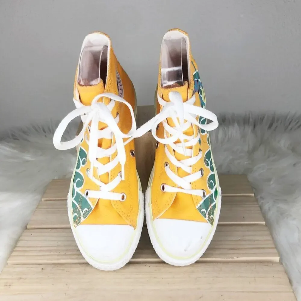Converse All Star Chuck Taylor Space Hi Orange White Canvas Sneaker Girls Sz 1.5